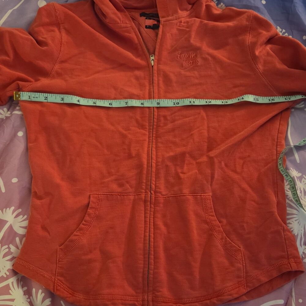 Tommy Jeans Women's Red Full Zip Hoodie Sweatshirt M Logo Cotton Blend - Picture 4 of 8
